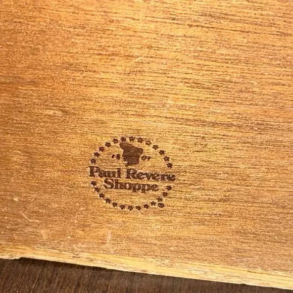 Paul Revere vintage wooden bread box ceramic medallion farmhouse country decor
